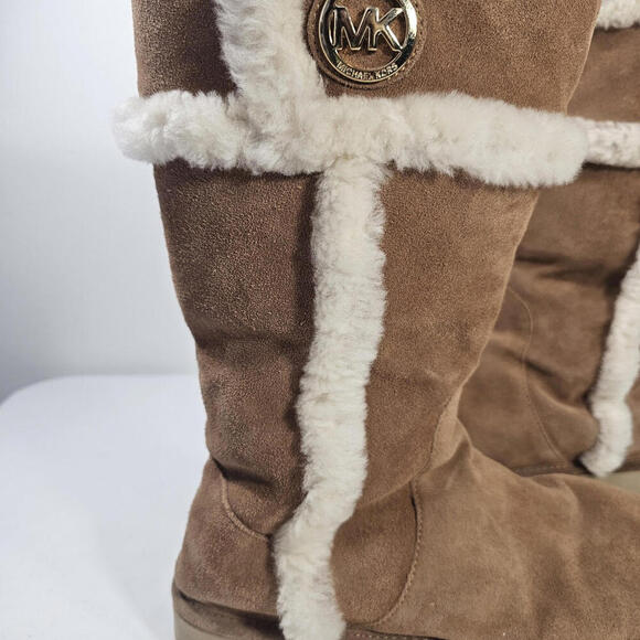 Michael Kors Winter Tall Suede Boots Walnut - size 10 Warm Cozy - Picture 4 of 8